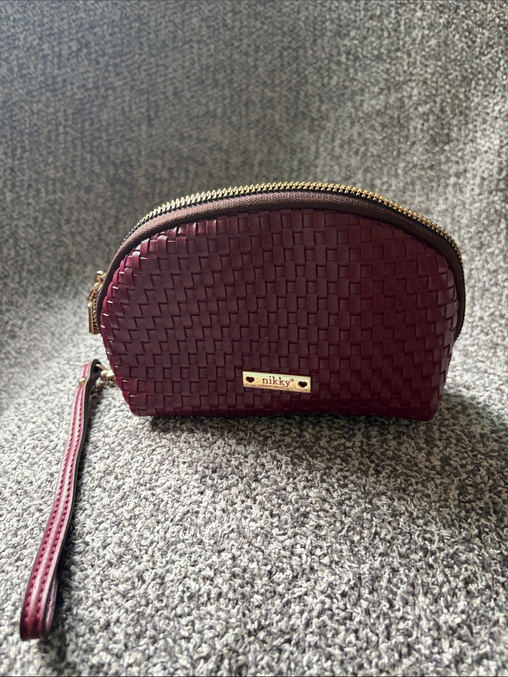 Nikky Woven Wristlet Pouch in Deep Burgundy by Nicole Lee